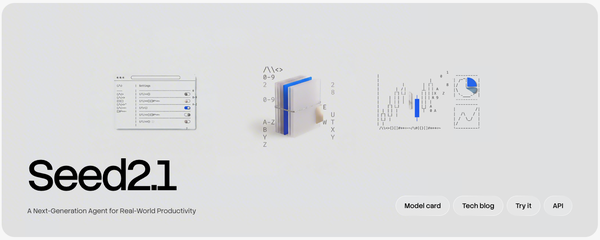 Seed2.1 project banner with coding, research, and data-analysis illustrations and the tagline A Next-Generation Agent for Real-World Productivity.